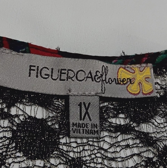 SNAKE PRINT EMBROIDERED & EMBELLISHED BLOUSE TOP Size 1X - Picture 10 of 11